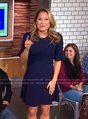 Ginger’s navy cutout sleeve dress on Good Morning America