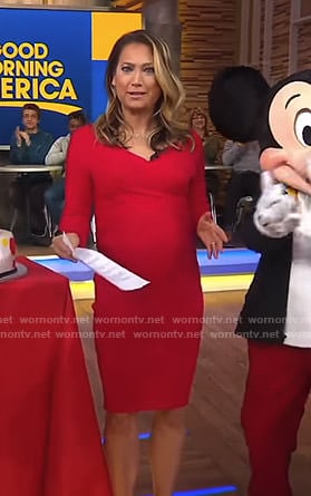 Ginger’s red v-neck sheath dress on Good Morning America