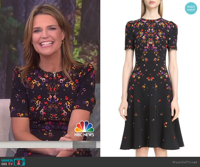 WornOnTV: Savannah’s black pansy print dress on Today | Savannah ...
