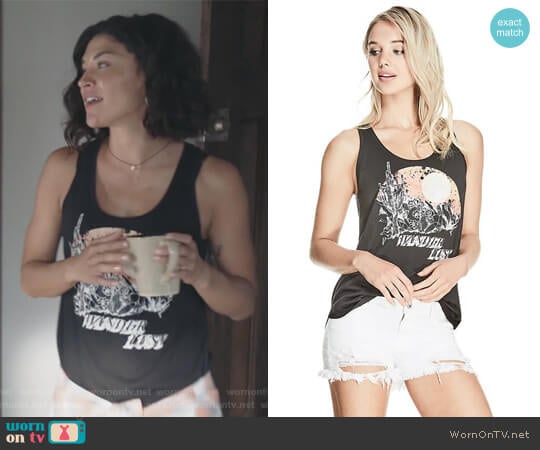 Wanderlust Graphic Tank by Guess worn by Nessa (Jessica Szohr) on Shameless