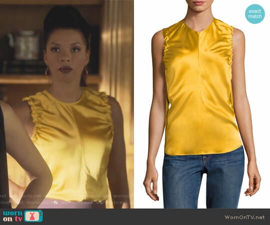 Armhole Ruched Silk Tank Top by Helmut Lang worn by Catherine Wilder (Angel Parker) on Marvels Runaways