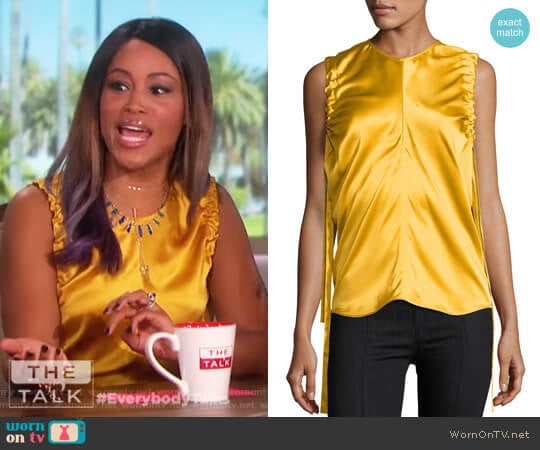 Ruched Armhole Sateen Silk Tank by Helmut Lang worn by Eve on The Talk