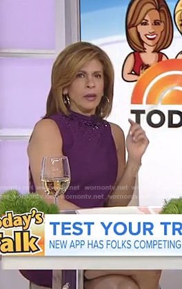 Hoda’s purple beaded neck dress on Today