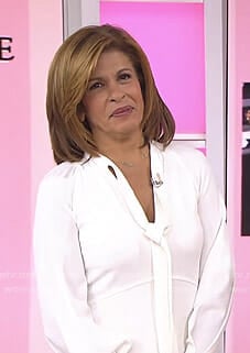 Hoda’s white tie neck mini dress on Today