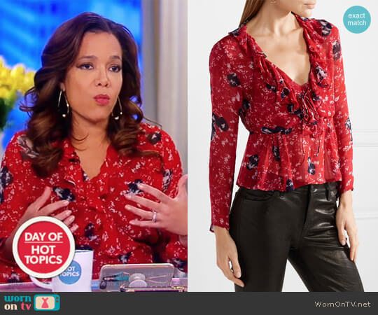 WornOnTV: Sunny’s red print ruffle front blouse on The View | Sunny ...