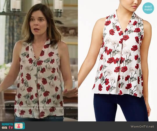 Inverted-Pleat Blouse by Vince Camuto worn by Heather Hughes (Betsy Brandt) on Life in Pieces