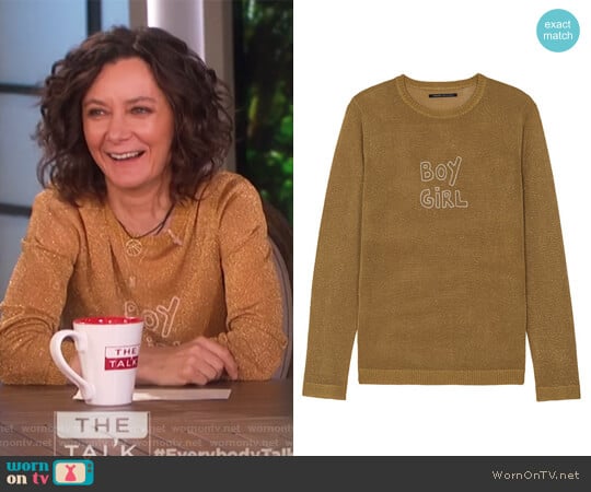 Sparkle Boy Girl Jumper in Gold Lurex by J Brand worn by Sara Gilbert on The Talk