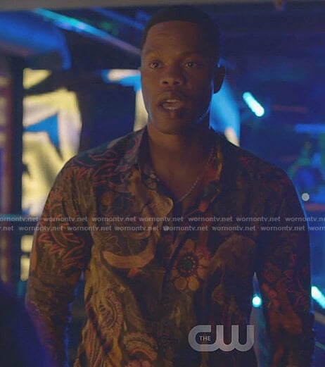 Jeff's floral monkey print shirt on Dynasty