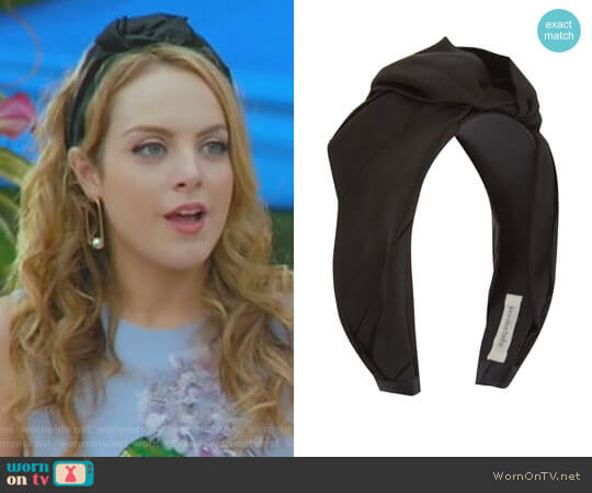 Knot Silk Headband by Jennifer Behr worn by Fallon Carrington (Elizabeth Gillies) on Dynasty