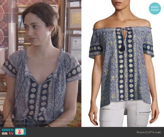 Camelyn Tassel Off-The-Shoulder Blouse by Joie worn by Fiona Gallagher (Emmy Rossum) on Shameless