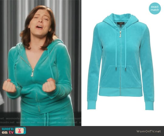 J Bling Velour Robertson Jacket by Juicy Couture worn by Rebecca Bunch (Rachel Bloom) on Crazy Ex-Girlfriend