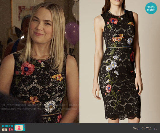 Karen Millen Lace Embroidered Pencil Dress worn by Mindy Lahiri (Mindy Kaling) on The Mindy Project