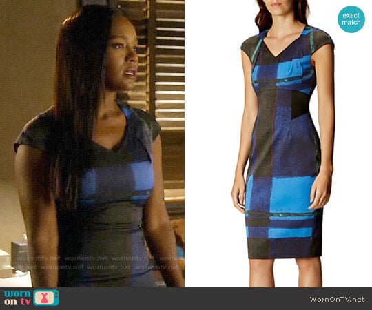 Karen Millen Watercolor Check Dress worn by Michaela Pratt (Aja Naomi King) on How to Get Away with Murder