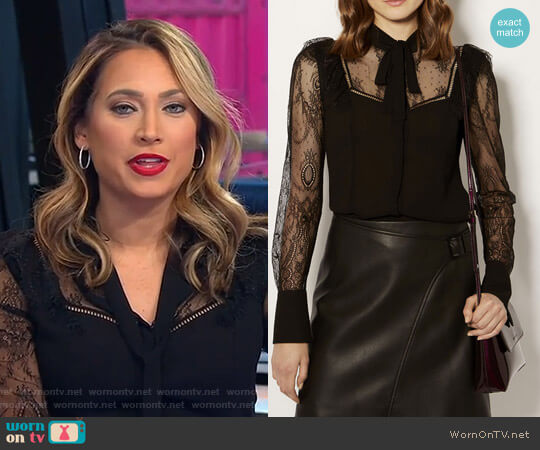 Lace and Sheer Shirt by Karen Millen worn by Ginger Zee  on Good Morning America