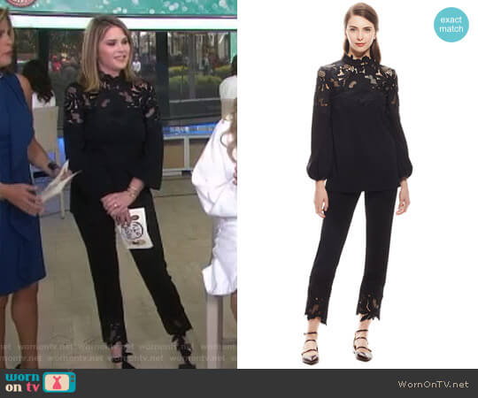 WornOnTV: Jenna’s black floral lace top and pants on Today | Jenna Bush ...