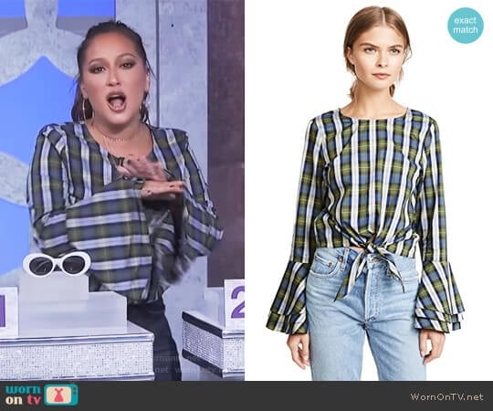 Plaid Talcott Top by Likely worn by Adrienne Houghton  on The Real