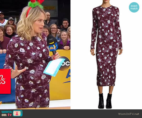 Long Jersey Floral Dress by Carven worn by Sara Haines on Good Morning America