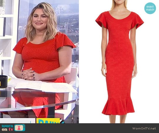 WornOnTV: Carissa’s red ruffle sleeve dress on E! News Daily Pop ...