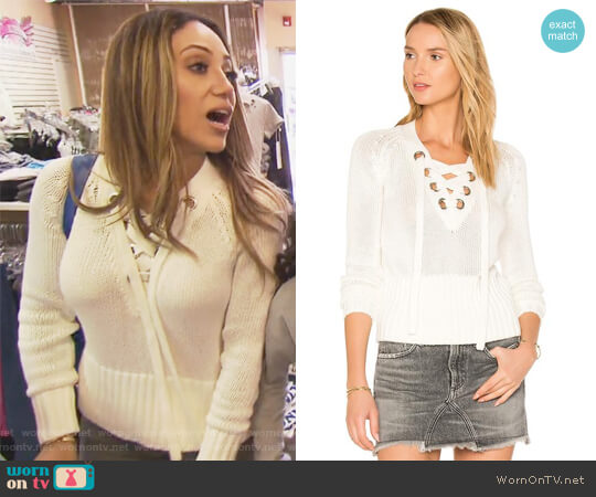 Lace Up Yaht Sweater by Lovers + Friends worn by Melissa Gorga on The Real Housewives of New Jersey