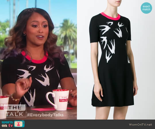 Swallow Intarsia Skater Dress by Alexander McQueen worn by Eve on The Talk