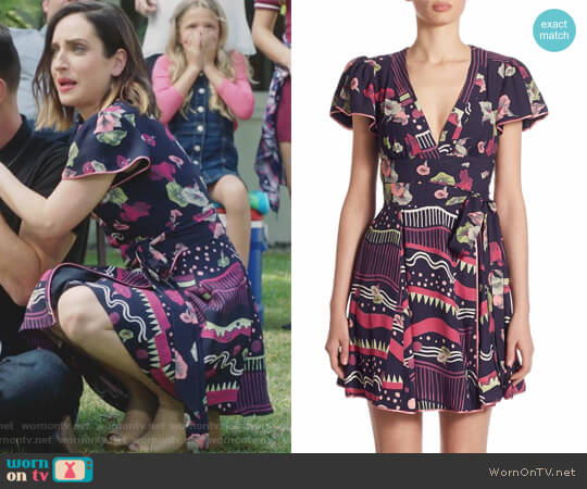 Floral-Print Tie Dress by Marc Jacobs worn by Jennifer Short (Zoe Lister-Jones) on Life in Pieces