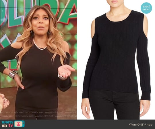 Ribbed Cold Shoulder Sweater by Marled worn by Wendy Williams on The Wendy Williams Show