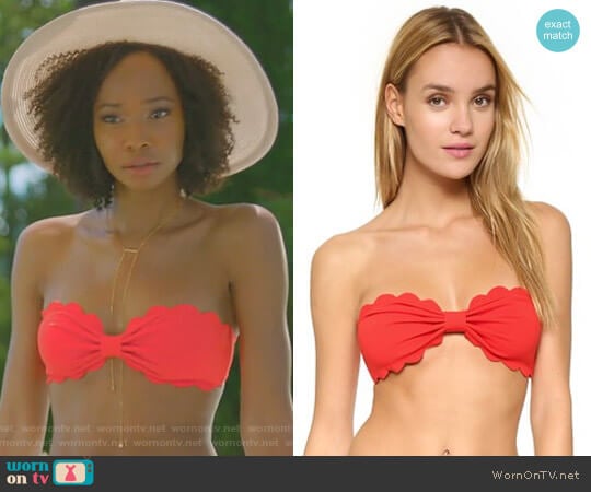 Antibes Scallop Bikini Top by Marysia Swim worn by Monica Colby (Wakeema Hollis) on Dynasty