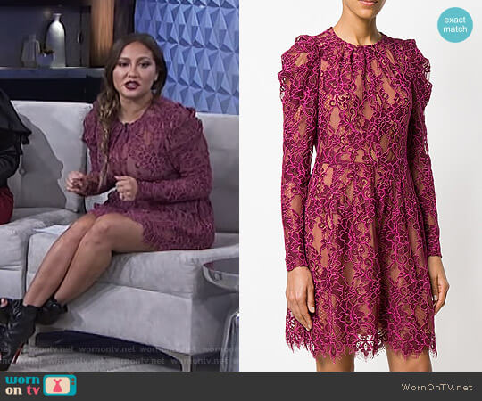 WornOnTV: Adrienne’s purple lace dress on The Real | Adrienne Houghton ...