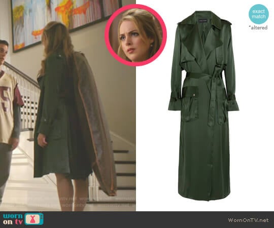 Silk-satin Trench Coat by Michael Lo Sordo worn by Fallon Carrington (Elizabeth Gillies) on Dynasty