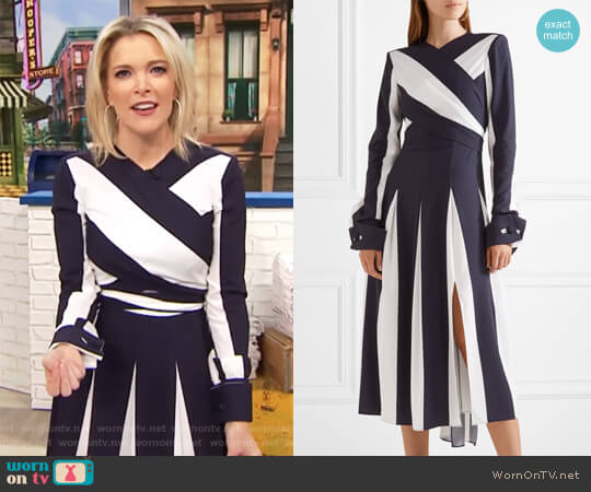 Wrap-effect striped stretch-silk midi dress by Monse worn by Megyn Kelly on Today