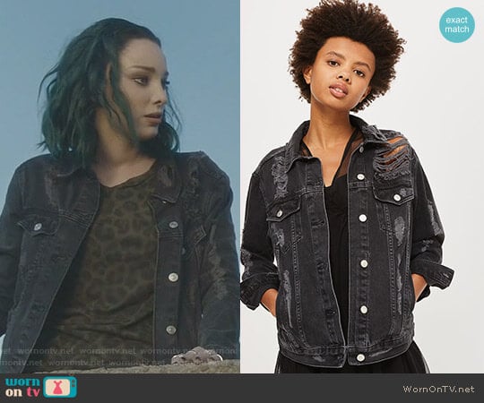 Moto Extreme Ripped Denim Jacket by Topshop worn by Lorna Dane (Emma Dumont) on The Gifted