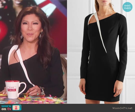 Cutout two-tone crepe mini dress by Mugler worn by Julie Chen  on The Talk