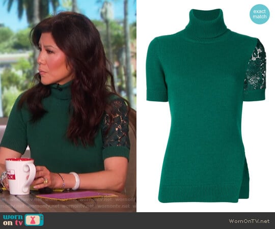 Lace Insert Turtleneck Blouse by Nº21 worn by Julie Chen on The Talk