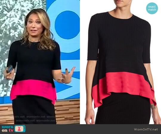 Linear Delta Colorblock Blouse by Opening Ceremony worn by Ginger Zee on Good Morning America