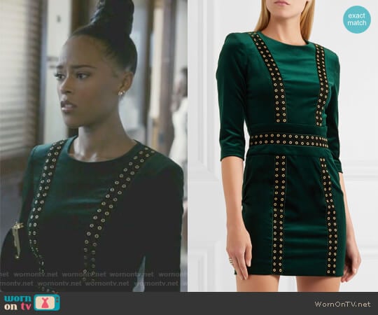 Embellished stretch cotton-blend velvet mini dress by Pierre Balmain worn by Tiana Brown (Serayah McNeill) on Empire