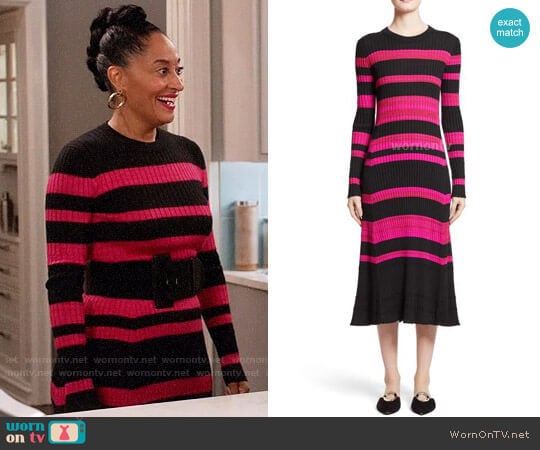 Proenza Schouler Stripe Cashmere, Wool & Silk Midi Dress worn by Rainbow Johnson (Tracee Ellis Ross) on Black-ish