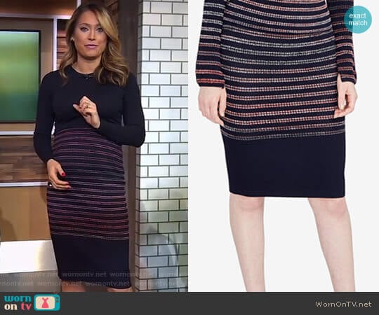 Space-Dyed Striped Pencil Skirt by RACHEL Rachel Roy worn by Ginger Zee on Good Morning America