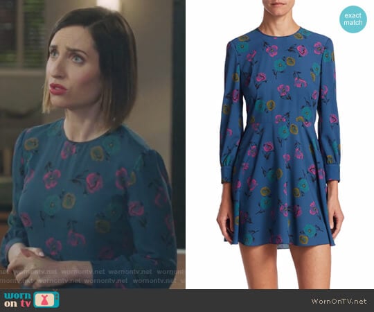 Multi Pansy Mini Dress by RED Valentino worn by Jennifer Short (Zoe Lister-Jones) on Life in Pieces