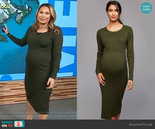 Rib Knit Bodycon Maternity Dress by Ripe Maternity worn by Ginger Zee on Good Morning America