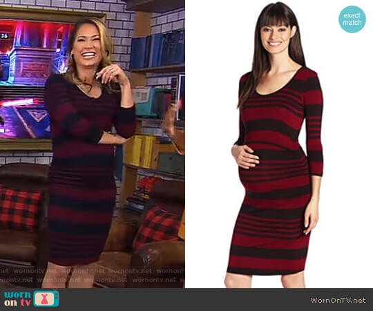 Stripe Nursing Tube Wine Maternity Dress by Ripe Maternity worn by Ginger Zee on Good Morning America