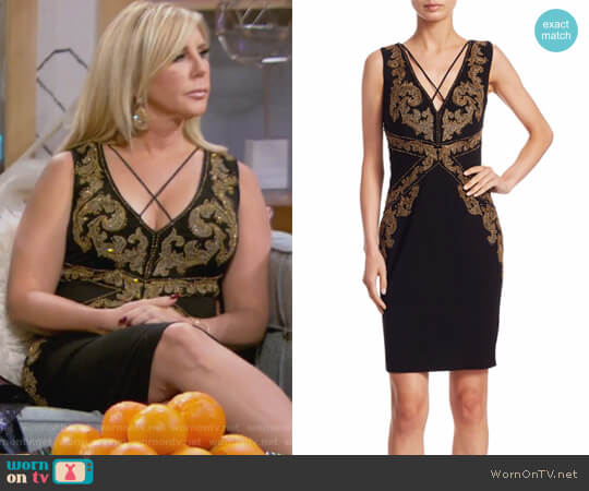 Beaded V-Neck Dress by Roberto Cavalli worn by Vicki Gunvalson on The Real Housewives of Orange County