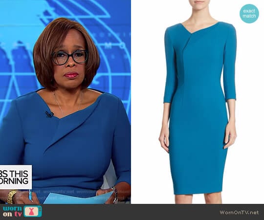 WornOnTV: Gayle’s blue asymmetric neck dress on CBS This Morning ...