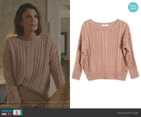 Cashmere Fisherman's Sweater by Ryan Roche worn by Cristal Flores (Nathalie Kelley) on Dynasty