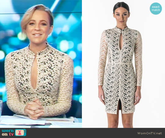 Aurora Embroidered Keyhole Dress by Santina Nicole worn by Carrie Bickmore on The Project