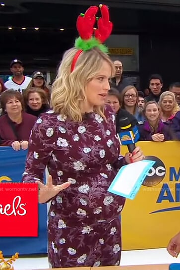 Sara’s purple floral long sleeve dress on Good Morning America