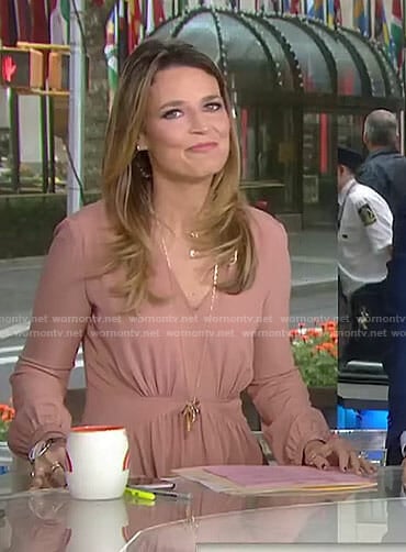 Savannah’s pink long sleeved v-neck dress on Today