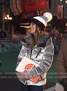 Savannah's silver velvet down jacket on Today