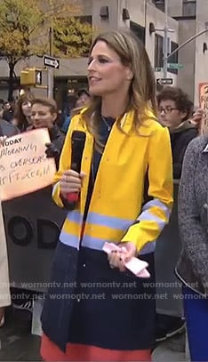 Savannah’s yellow and blue raincoat on Today