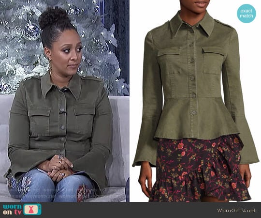 Military Peplum Jacket by Scripted worn by Tamera Mowry on The Real