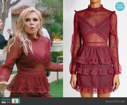 Red Lace Mini Dress by Self-Portrait worn by Tamra Judge  on The Real Housewives of Orange County